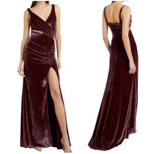 NWT Cinq a Sept Genevive Velvet Cutout Slit Gown Size 10